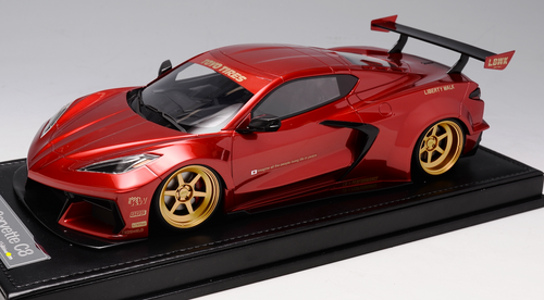 1/18 Ivy Chevrolet Chevy Corvette C8 LB Liberty Walk Widebody (Apple Candy Red with Gold Wheels) Resin Car Model Limited 99 Pieces