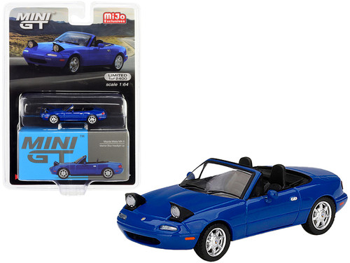 1/64 Mini GT Mazda Miata MX-5 (NA) (Headlights Up) Convertible (Mariner Blue) Diecast Car Model