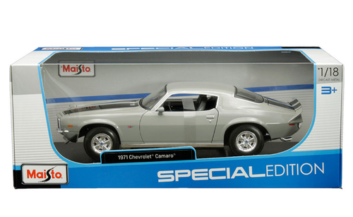 1/18 Maisto 1971 Chevrolet Camaro (Grey with Black Stripes) Diecast Car Model