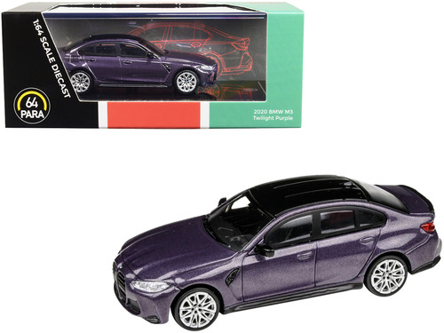 2020 BMW M3 G80 Twilight Purple Metallic with Black top 1/64 Diecast Model Car by Paragon