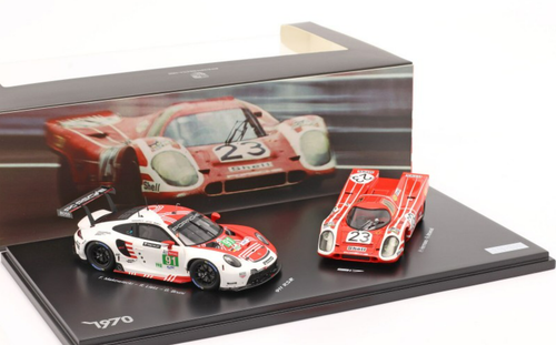 1/43 Dealer Edition 2-Car Set Porsche Salzburg 24h LeMans 1970 Porsche 917 KH #23 Hans Herrmann, Richard Attwood & 2020 Porsche 911 RSR #91 Gianmaria Bruni, Richard Lietz, Frédéric Makowiecki Car Models