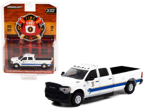 2020 Ram 2500 Tradesman Pickup Truck White with Stripes "Bullhead City Fire Department" (Arizona) "Fire & Rescue" Series 3 1/64 Diecast Model Car by Greenlight