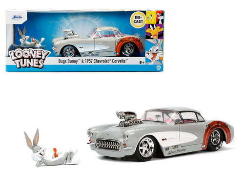 1/24 Jada 1957 Chevrolet Corvette C1 Looney Tunes Hollywood Rides with Bugs Bunny Diecast Car Model