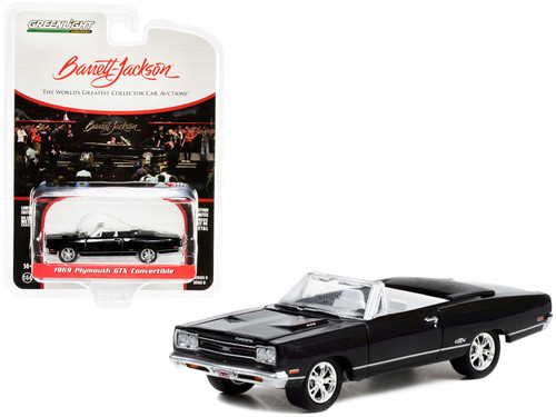 1969 Plymouth GTX 440 Convertible Black with Silver Stripes (Lot #1370.1) Barrett Jackson "Scottsdale Edition" Series 9 1/64 Diecast Model Car by Greenlight