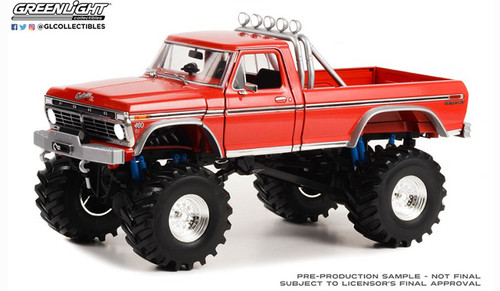 1/18 Greenlight 1974 Ford F-250 Monster Truck Godzilla with 48 inch Tires (Red) Diecast Car Model