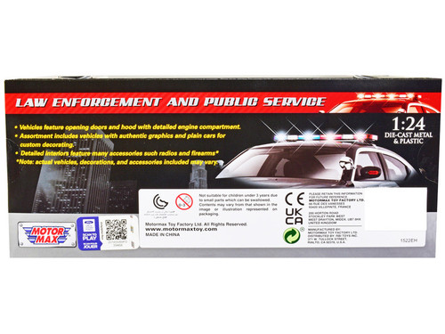1/24 Motormax 2018 Ford Mustang GT Police Car Unmarked Plain White "Law Enforcement and Public Service" Series Diecast Car Model