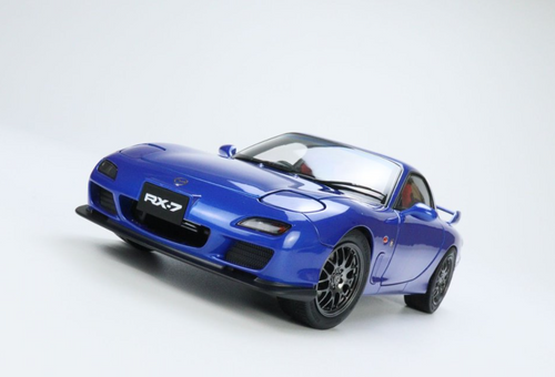 1/18 Polar Master Mazda RX-7 RX7 Spirit R (Blue) Diecast Car Model with Engine