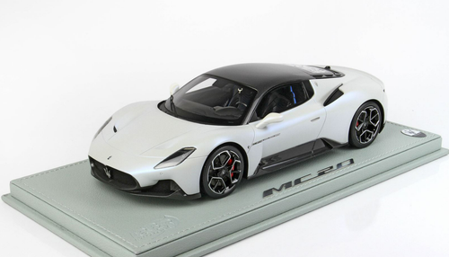 1/18 BBR Maserati MC20 2020 (Bianco Audace White with Carbon Roof & Red Calipers) Resin Car Model Limited 120 Pieces