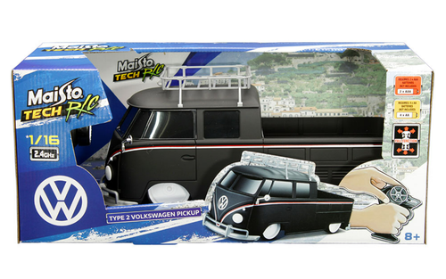 1/16 Maisto Tech R/C Remote Control Volkswagen Pickup Type 2 with Roof Rack (Matte Black)