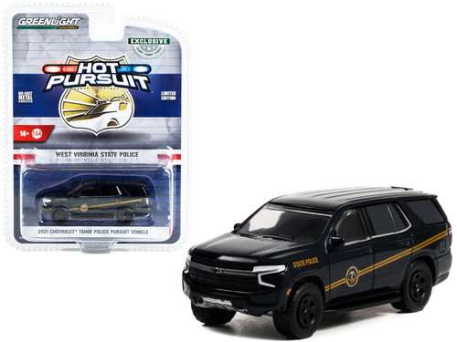 2021 Chevrolet Tahoe Police Pursuit Vehicle (PPV) Dark Blue with Gold Stripes "West Virginia State Police" "Hobby Exclusive" 1/64 Diecast Model Car by Greenlight