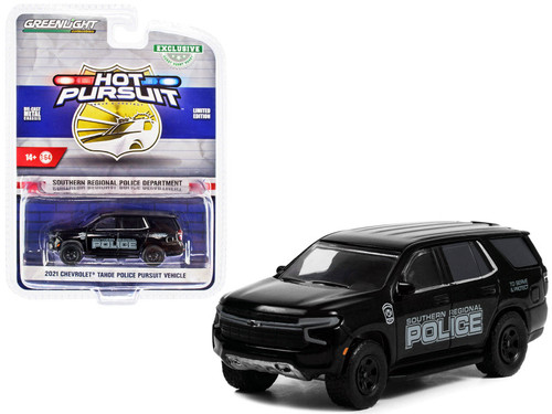 2021 Chevrolet Tahoe Police Pursuit Vehicle (PPV) Black "Southern Regional Police Department Pennsylvania" "Hobby Exclusive" 1/64 Diecast Model Car by Greenlight