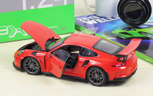 1/24 Welly FX Porsche 911 GT3RS GT3 RS (Orange Red) Diecast Car Model