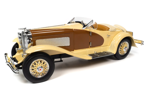 1/18 Auto World 1935 Duesenberg SSJ Speedster Yukon Gold and Chocolate Brown Diecast Car Model