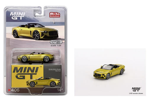 1/64 Mini GT Bentley Mulliner Bacalar (Yellow Flame) Diecast Car Model