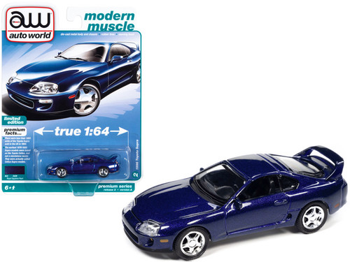1996 Toyota Supra Royal Sapphire Blue Metallic "Modern Muscle" Limited Edition 1/64 Diecast Model Car by Auto World