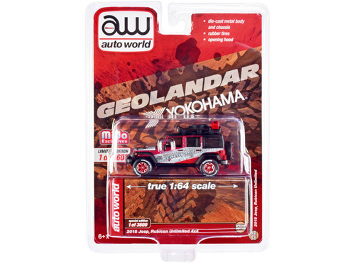 2018 Jeep Rubicon Unlimited 4X4 "Yokohama Geolandar" Livery with Roof Rack Limited Edition to 3600 pieces Worldwide 1/64 Diecast Model Car by Auto World