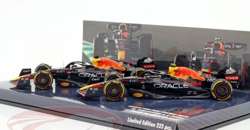 1/43 Minichamps 2-Car Set 2022 Max Verstappen #1 & Sergio Perez #11 Saudi Arabian GP Formula 1 Car Models