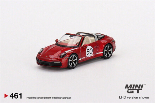 1/64 Mini GT Porsche 911 992 Targa 4S Heritage Design Edition (Cherry Red) Diecast Car Model