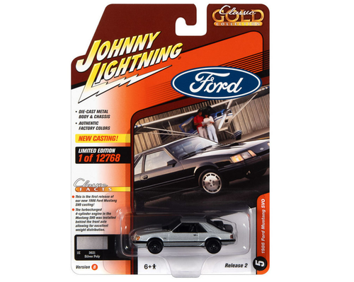 1/64 Johnny Lightning 1986 Ford Mustang SVO Silver Diecast Car Model
