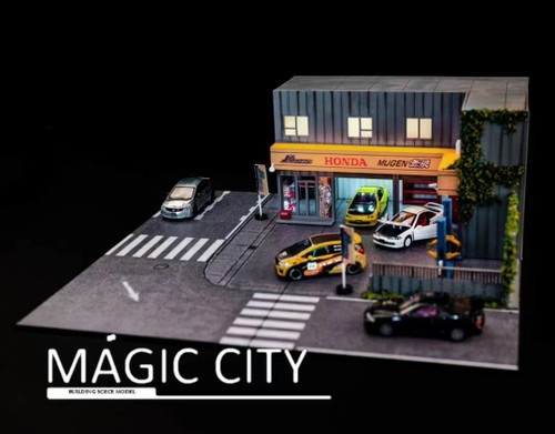 1/64 Magic City Japan Honda JS Modification Headquarters Diorama (cars & figures NOT included)