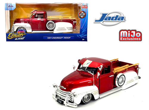 1/24 Jada 1951 Chevrolet Pickup Lowrider (Two-Tone Candy Red with White) Diecast Car Model