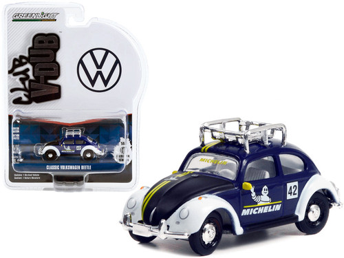 Classic Volkswagen Beetle #42 with Roof Rack "Michelin Tires" "Club Vee-Dub Series 14" 1/64 Diecast Model Car by Greenlight