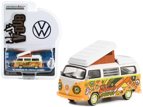 1973 Volkswagen Type 2 Westfalia Campmobile "Flower Power" "Club Vee-Dub Series 14" 1/64 Diecast Model by Greenlight