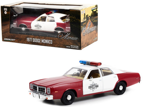 1977 Dodge Monaco Police Red and White "Finchburg County Sheriff" 1/24 Diecast Model Car by Greenlight