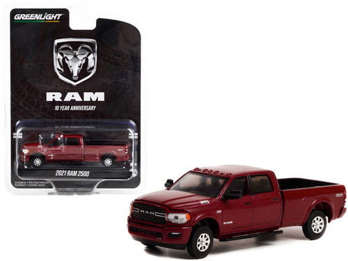 2021 RAM 2500 Pickup Truck Dark Red Metallic "RAM 10 Year Anniversary" "Anniversary Collection" Series 14 1/64 Diecast Model Car by Greenlight