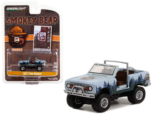 1967 Ford Bronco (Doors Removed) Light Blue with Graphics "Only You Can Prevent Forest Fires" "Smokey Bear" Series 1 1/64 Diecast Model Car by Greenlight