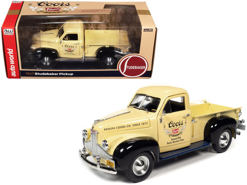 1947 Studebaker Pickup Truck Cream and Black "Coors Pilsner" 1/24 Diecast Model Car by Auto World