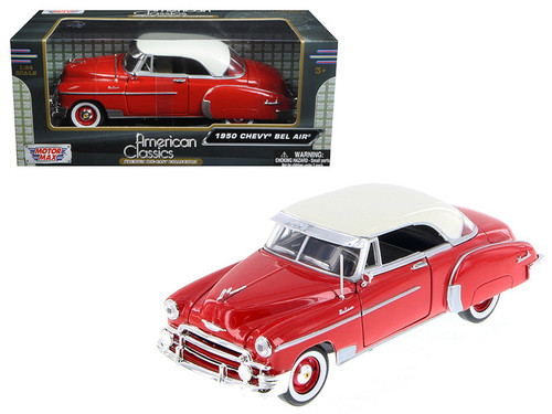 1/24 Motormax 1950 Chevrolet Bel Air Red Diecast Car Model