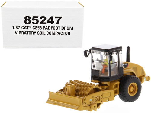 CAT Caterpillar CS56 Padfoot Drum Vibratory Soil Compactor with Operator "High Line" Series 1/87 (HO) Scale Diecast Model by Diecast Masters