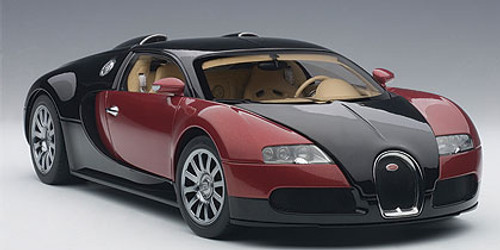 1/18 AUTOart Bugatti EB 16.4 Veyron Production Car (Black & Red with Beige Interior) Car Model Limited