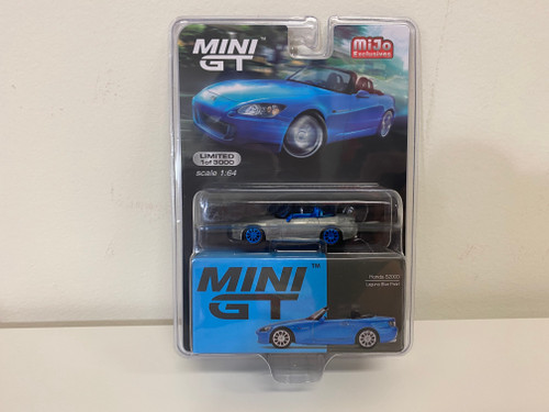 CHASE 1/64 Mini GT Honda S2000 (AP2) Convertible (Silver Grey with Blue Wheels) Diecast Car Model Limited