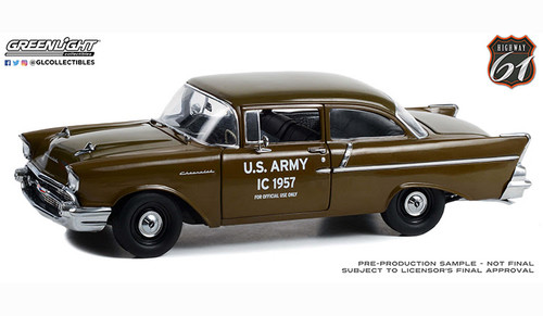 1/18 Highway 61 1957 Chevrolet 150 Sedan - U.S. Army IC Staff Car Diecast Car Model