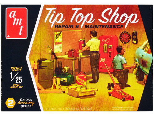 Skill 2 Model Kit Garage Accessory Set #2 with 2 Figures "Tip Top Shop" 1/25 Scale Model by AMT