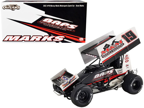Winged Sprint Car #19 Brent Marks "BAPS Paints" Murray-Marks Motorsports "World of Outlaws" (2022) 1/18 Diecast Model Car by ACME