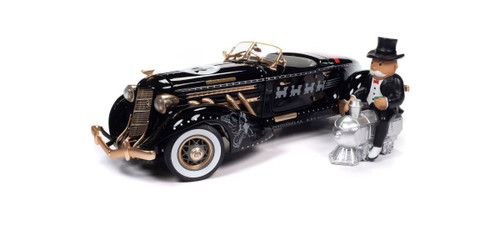 1/18 Auto World Auburn 851 Speedster Monopoly (Black) with Figure Diecast Car Model