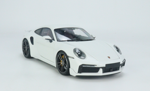 1/18 Minichamps Porsche 911 992 Turbo S (Carrara White Metallic with Black & Bordeaux Red Interior) 911 Turbo Sport Design Diecast Car Model Limited 300 Pieces