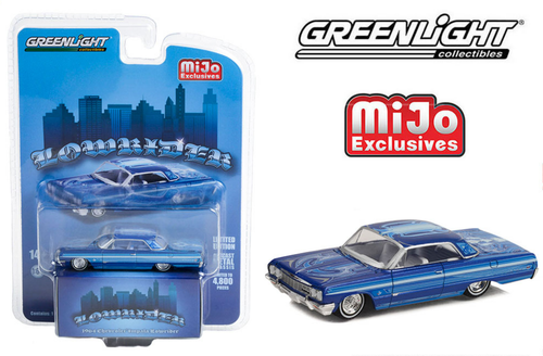 1/64 Greenlight Lowrider 1964 Chevrolet Impala SS Blue Diecast Car Model