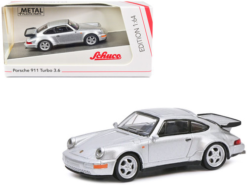 Porsche 911 Turbo 3.6 Silver Metallic 1/64 Diecast Model Car by Schuco