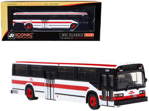MCI Classic Transit Bus TTC Toronto "24 To Steeles" "Vintage Bus & Motorcoach Collection" 1/87 Diecast Model by Iconic Replicas