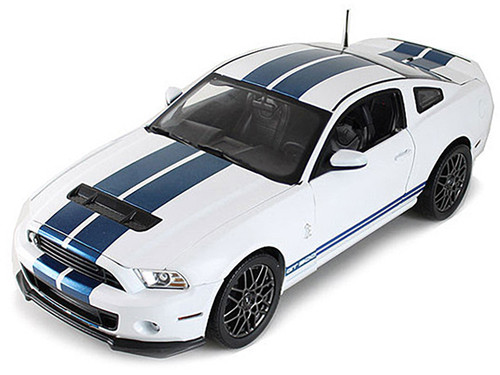 1/18 Shelby Collectibles 2013 Ford Shelby Cobra GT500 SVT (White with Blue Stripes) Diecast Car Model