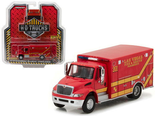 1/64 Greenlight 2013 International Durastar Las Vegas Fire & Rescue Paramedics Ambulance HD Trucks Series 9 Diecast Car Model