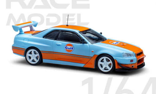  1/64 POPRACE Nissan GTR R34 Gulf Oil Livery 