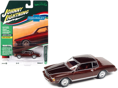 1979 Chevrolet Monte Carlo Carmine Red Metallic with White Stripes "Muscle Cars U.S.A" Series Limited Edition 1/64 Diecast Model Car by Johnny Lightning