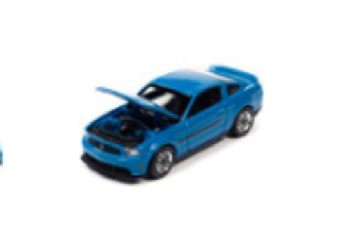 2012 Ford Mustang GT/CS Grabber Blue with Black Stripes "Modern Muscle" Limited Edition 1/64 Diecast Model Car by Auto World