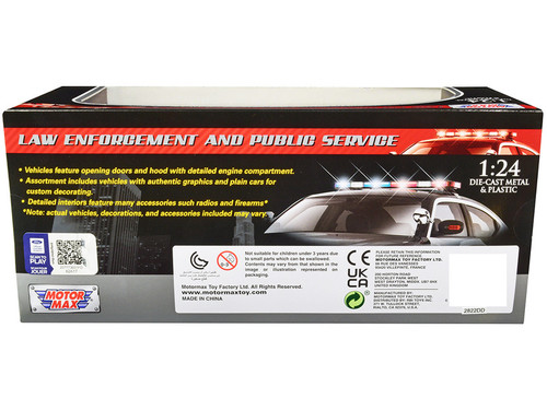 1/24 Motormax 2010 Ford Crown Victoria Police Interceptor Unmarked White "Custom Builder's Kit" Series Diecast Car Model