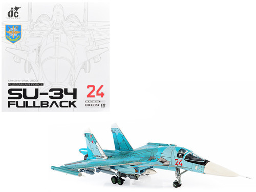 SU-34 Fullback Fighter Plane "Russian Air Force Ukraine War 2022" with Display Stand Limited Edition to 600 pieces Worldwide 1/72 Diecast Model by JC Wings